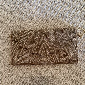 Elegant Gold Beaded Clutch